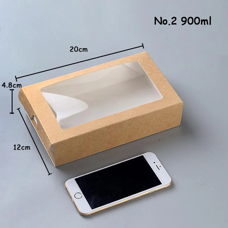 20 шт одноразовые упаковочные коробки для салатов крафт бумага Push pull Bento чехлы на