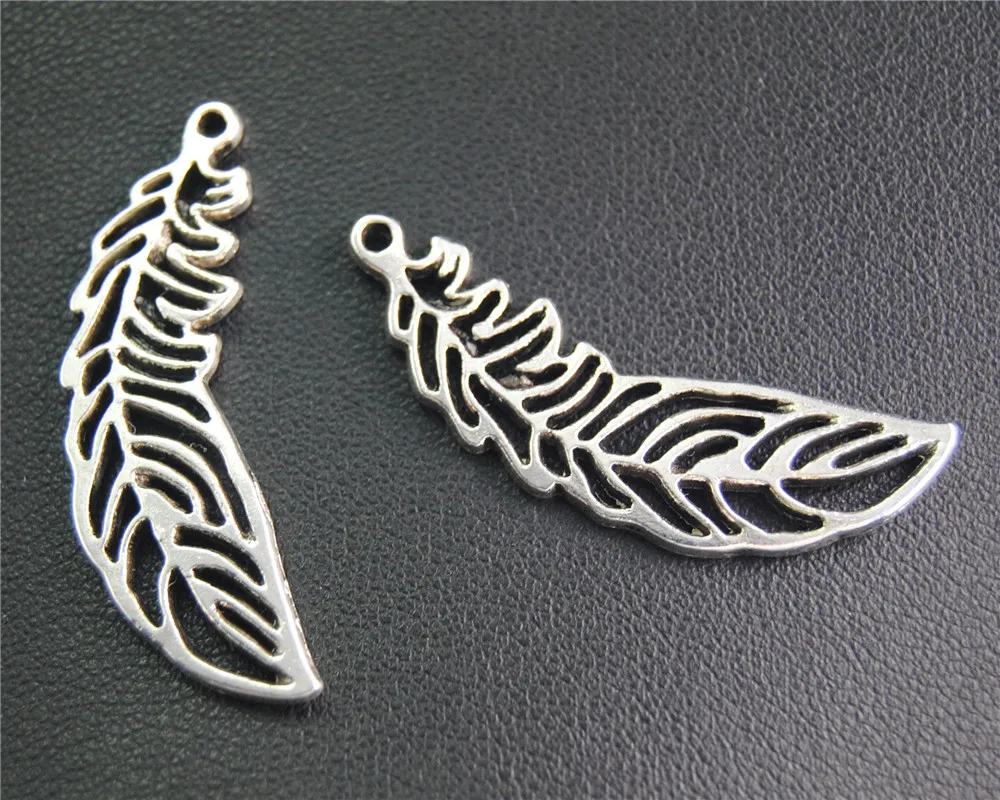 Ожерелье из филигранных перьев для браслетов 38x13 мм 20 шт.|feather charm|charms jewelry makingcharm