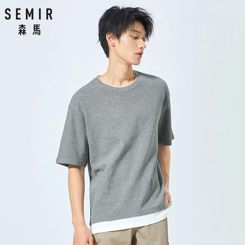 SEMIR Мужская футболка с короткими рукавами Корейская версия хлопок круглым