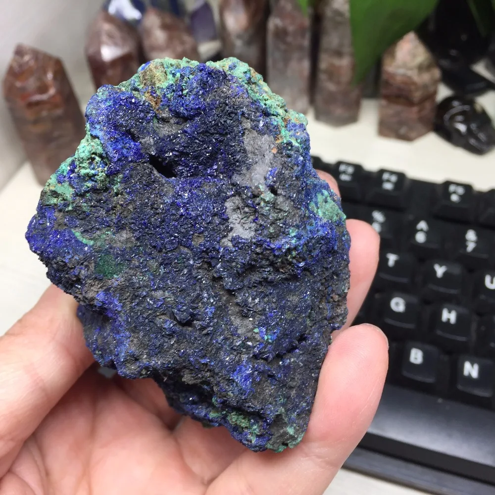 286 г натуральный чессилитовый материал образец Azurite Geode Bule и зеленый Целебный