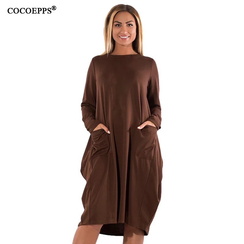 COCOEPPS 2019 5XL 6XL Women Winter Dresses Fashion Plus Size women Clothing Loose Dress Big Casual Elegant Warm vestidos | Женская