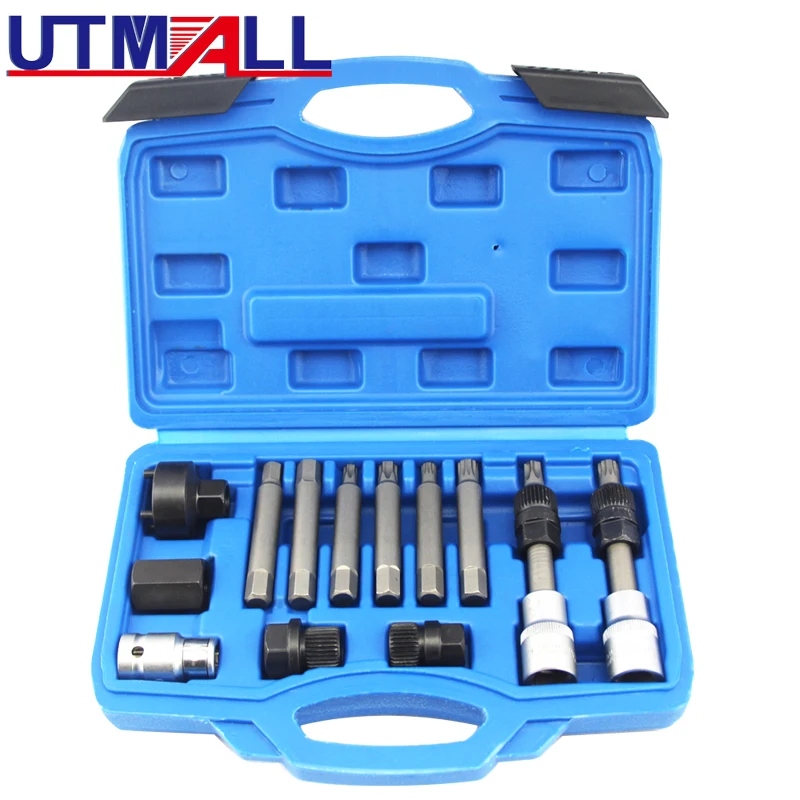 13pcs Alternator Freewheel Pulley Puller Removal Engine Auto Tool Set NEW engine diesel injector puller set removal garage tool for vag tdi vw audi