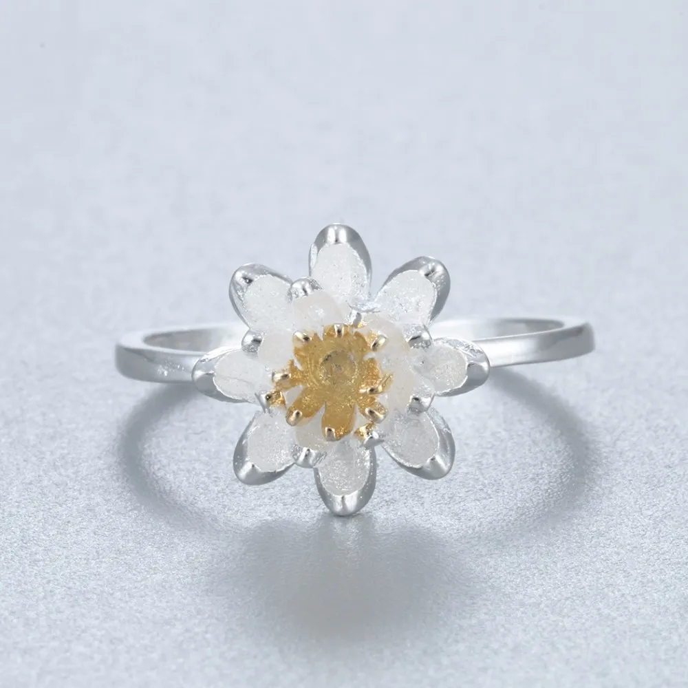 Kinitial Симпатичные Посеребренная Цветы хризантемы кольцо для женщин Регулируемый