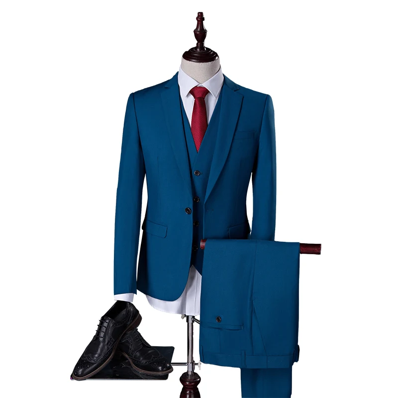 Мужской приталенный костюм (пиджак + жилет брюки) деловой для вечеринки