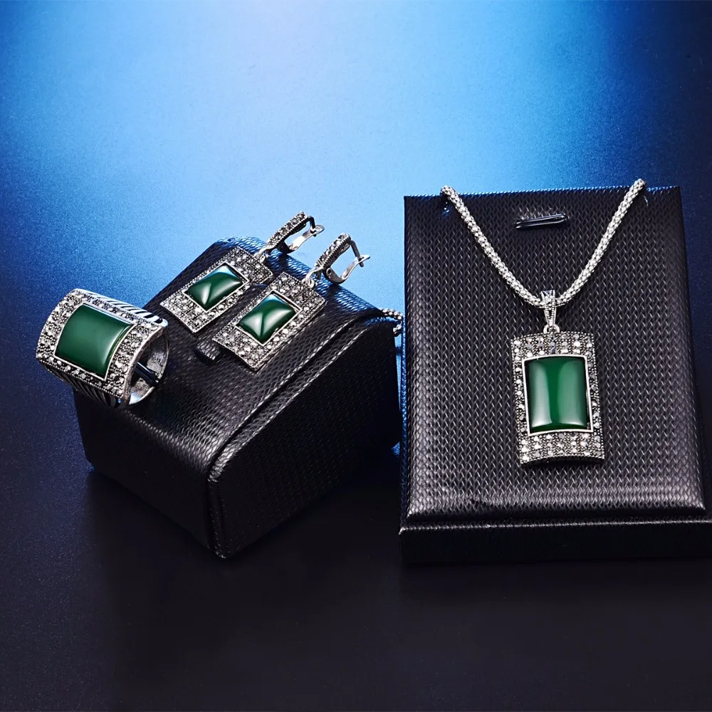 Набор винтажных ювелирных изделий с кристаллами для женщин полный черный горный