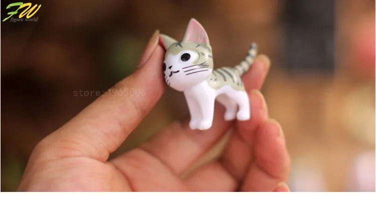 Миниатюрные фигурки кошки с сыром (6 шт./лот) игрушки Милая модель детские 4 см ПВХ