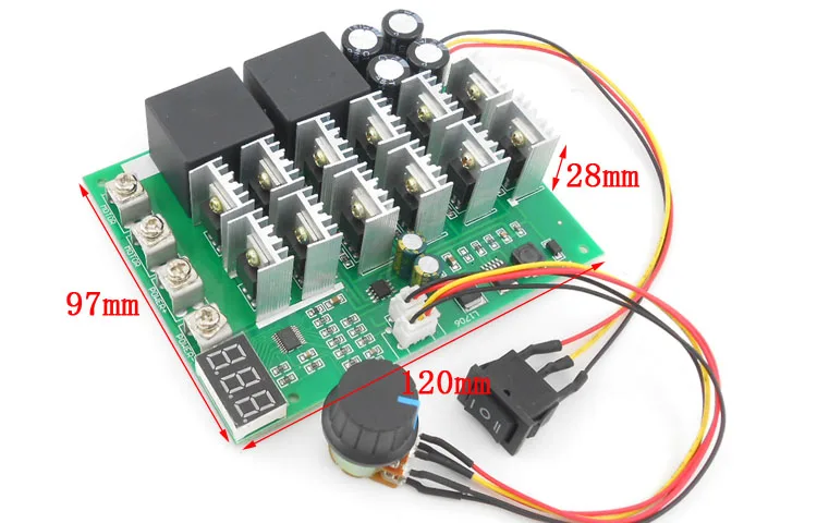 PWM DC 12В/24В/36В/48В 60A 3000 Вт контроллер скорости двигателя с обратным переключателем