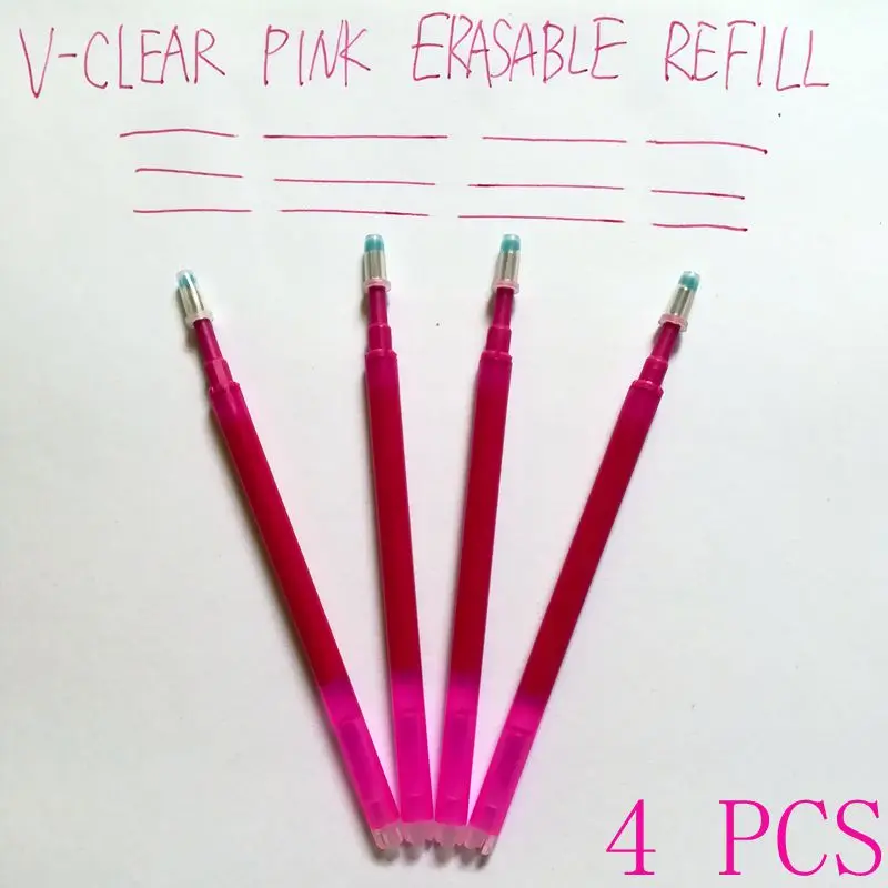 VCLEAR 0,7 мм 4 шт Kawaii ручка фрикционный стирающийся гелевая ручка Легко протирается от тепла Frixion стираемые чернила ручка, канцелярские принадлежности для офиса - Цвет: 4 pcs Pink Refill