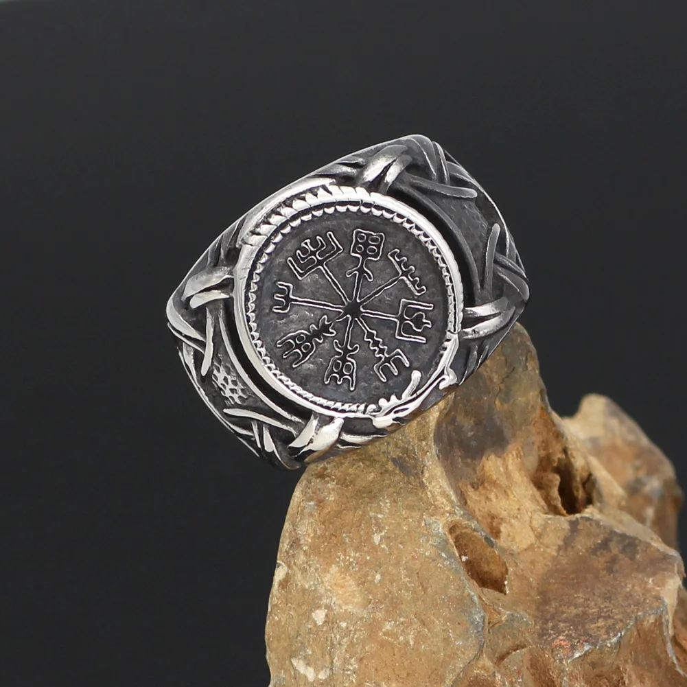 Скандинавский Викинг из нержавеющей стали амулет Vegvisir Скандинавское кольцо с