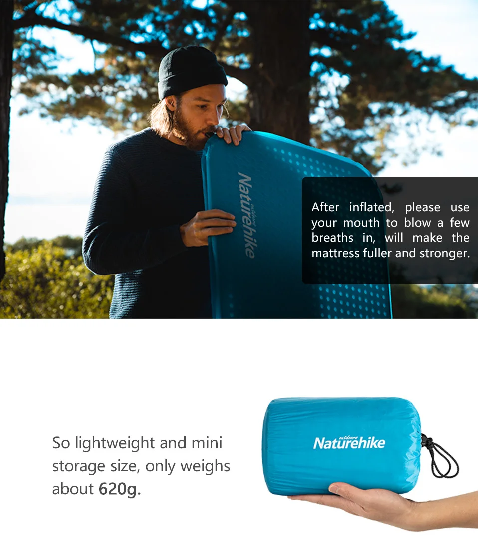 Naturehike 3 см толстый Самонадувающийся туристический коврик для кемпинга, походный матрас, высококачественный губчатый коврик для сна