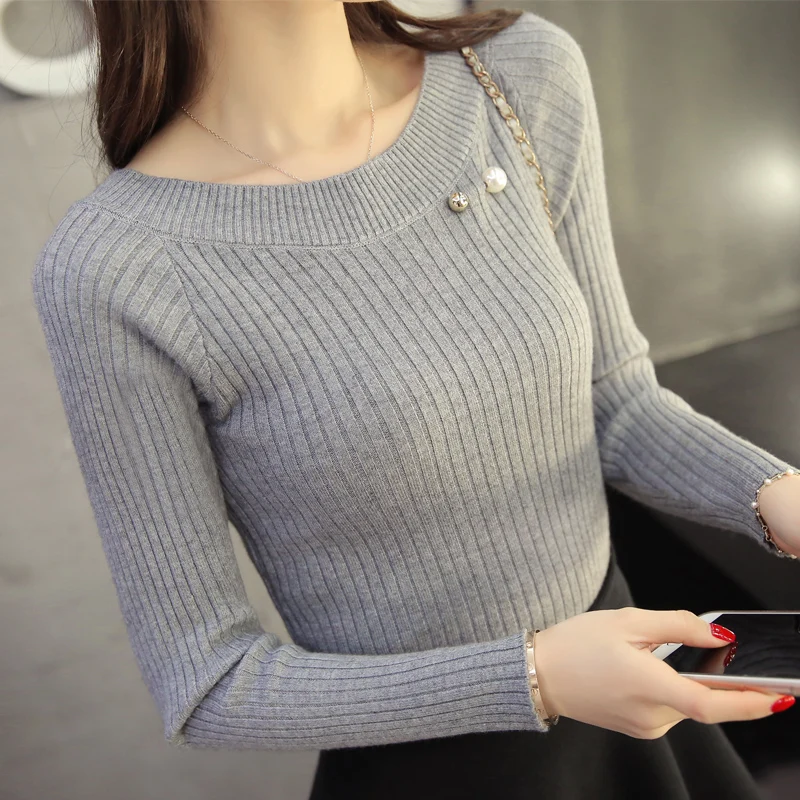 Новый весенний свитер с воротником модная тонкая рубашка короткими рукавами