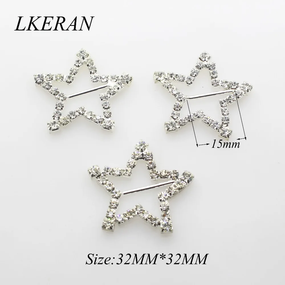 Модные пряжки в виде пентаграммы 10 шт. 2 размера (внутренняя мм/15 мм) хрустальные