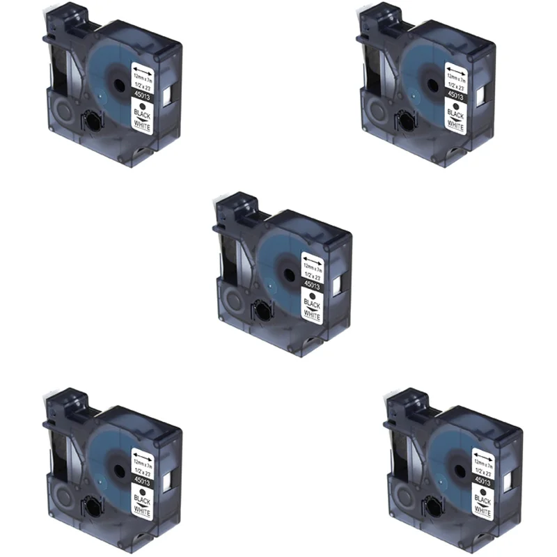 5x Совместимость с Dymo D1 12 мм лента для маркировки картриджи 45013 черные на белом ленты лейблом Label Manager 160 280