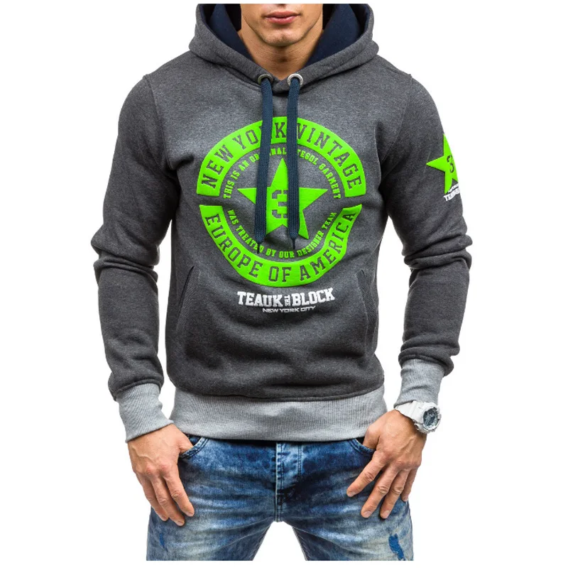 2018 толстовки мужские повседневные Хип-хоп облегающие нагрудные принтованные
