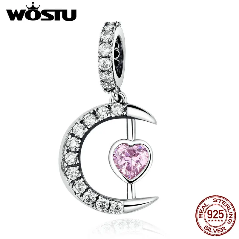 Бусина Шарм Сердце Луны из серебра 925 пробы CQC040|silver charm heart|charm heartdiy pendant |