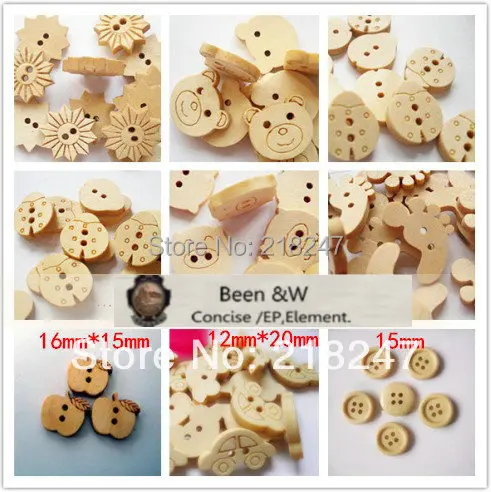 Бесплатная доставка! Пуговицы из натурального дерева в мультяшном стиле 42 вида 300