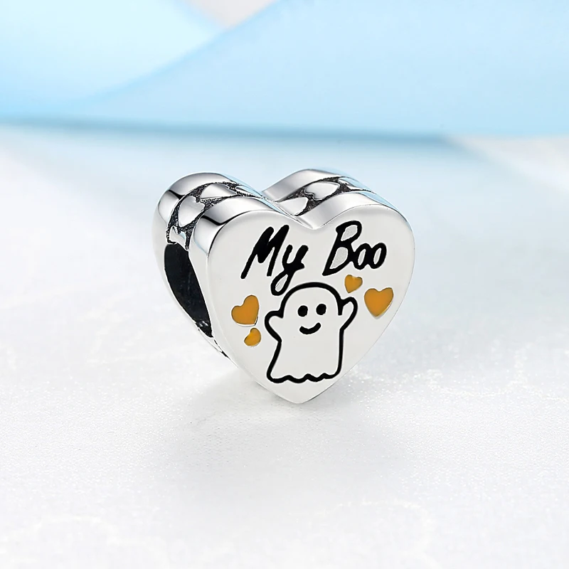 Оригинальный 100% 925 стерлингового серебра очарование бисера My Boo Тыква Подвески