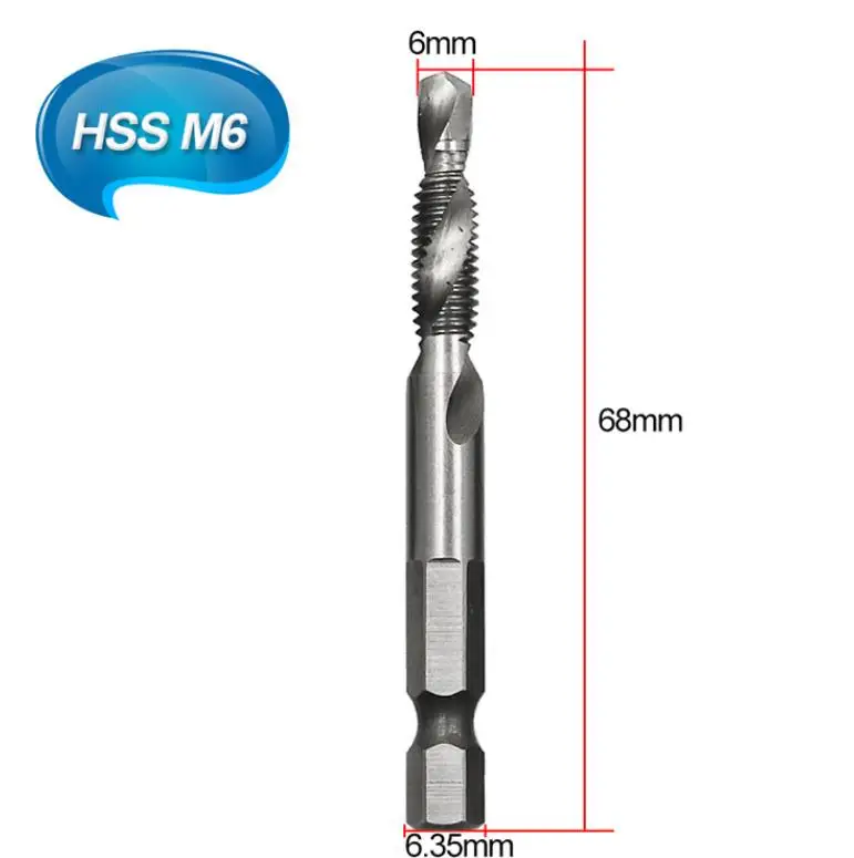 1/4 ''шестигранный HSS высокоскоростной стальной Резьбовой спиральный винт M3 M4