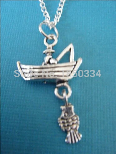 

10pcs Fashion Vintage Fishing Boats Charms Statement Collar Choker Short Chain Necklaces Pendants Jewelry B238