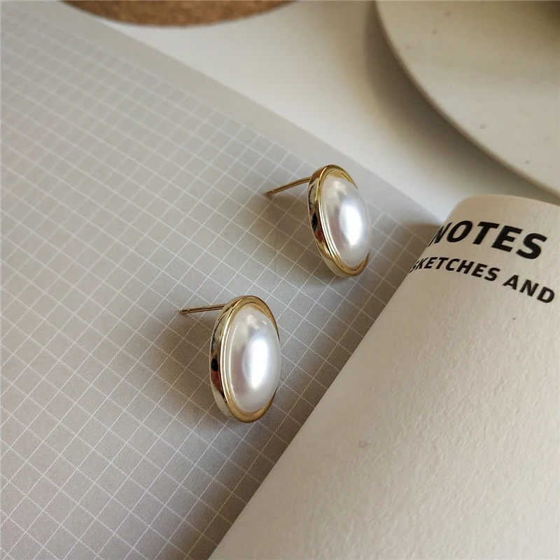 100% 925 Sterling Silver Natural Pearl Stud Earrings Classic Fashion Oval For Women Jewelry Wedding Gift | Украшения и аксессуары
