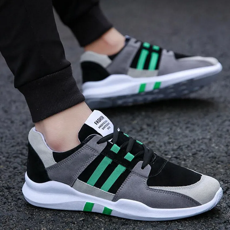 

Men's Sneakers Color Matching Stripe Men's Shoes Personality Fashion Wild Casual Shoes Canvas Shoes Outdoor Hiking Men Walking