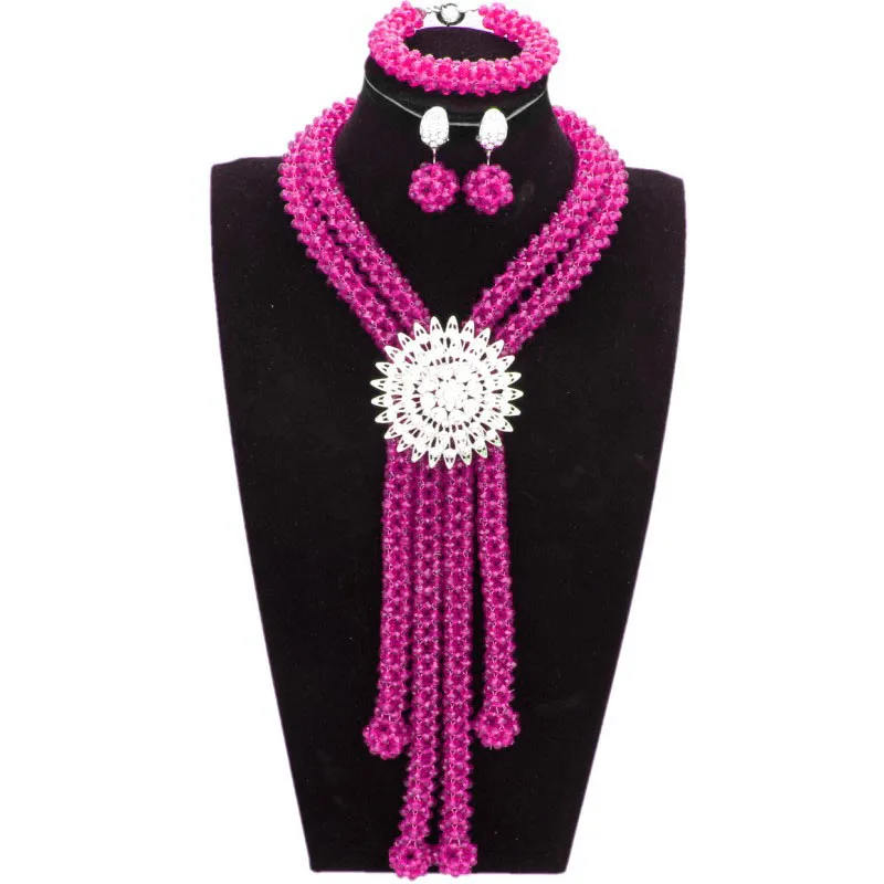 

Dudo Store African Beaded Necklace Set 6 Colors Nigerian Bridal Jewelry Set for Women 2019 Latest Design Trends Dubai Party Set