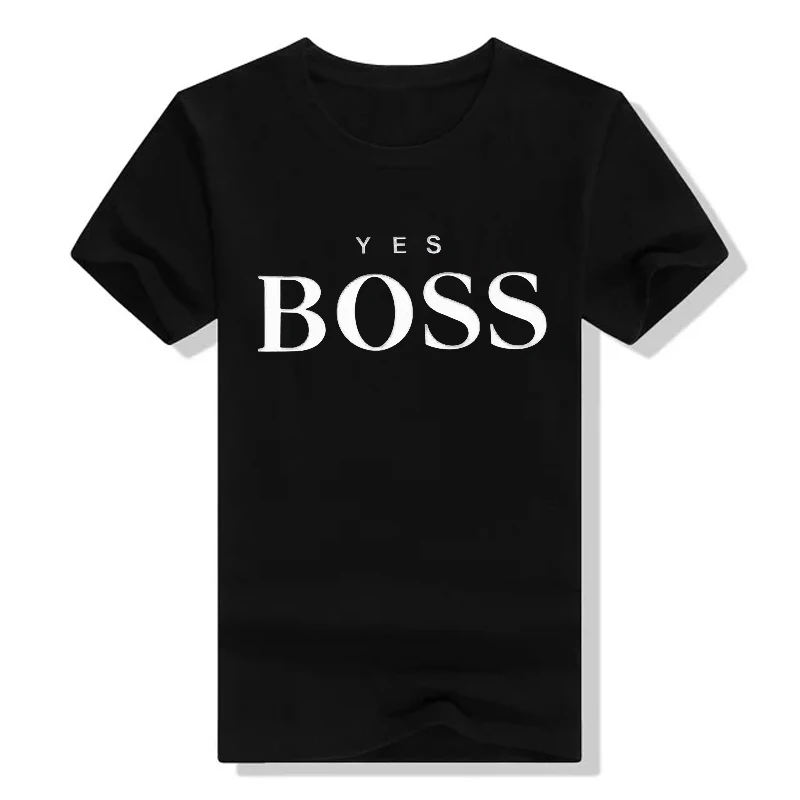Футболка Для женщин да с надписью Boss принт короткий рукав Slim Fit Chemise Femme|Футболки| |
