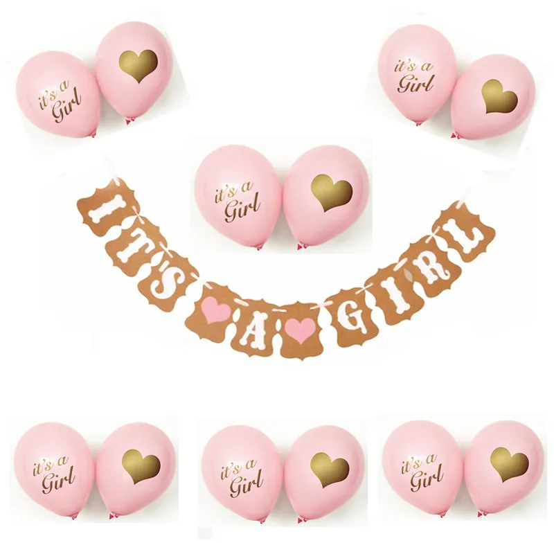 

Set Baby shower banner Kraft paper banner flag balloons set for decoration