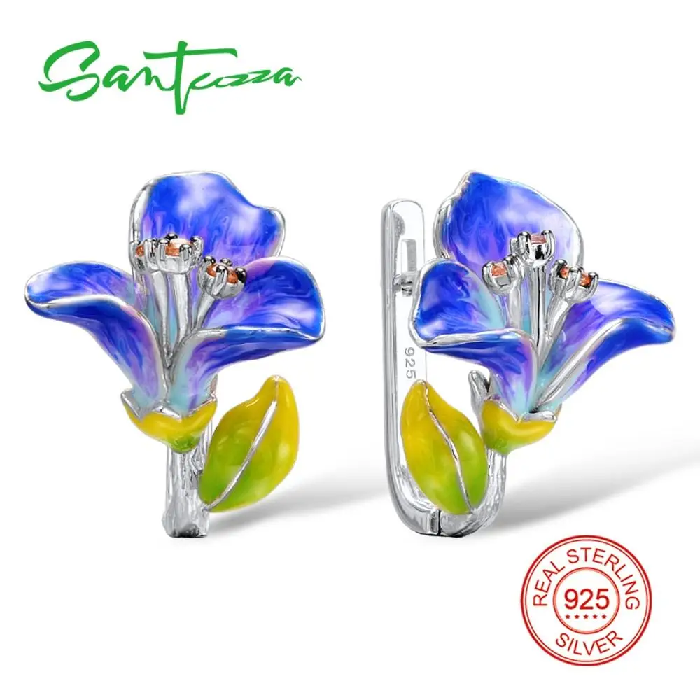 Женские серебряные сережки SANTUZZA из стерлингового серебра 925 пробы morning glory Flower