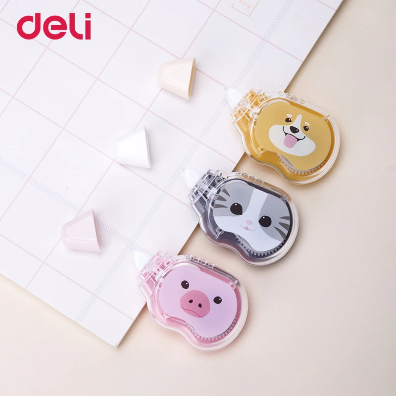 Deli 5 мм* 5 м коррекционная Лента Мультфильм Креативные канцелярские принадлежности милый животный узор Студенческая коррекционная лента канцелярские товары оптом 7231