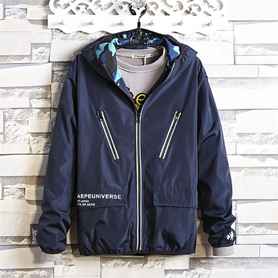 Весенняя Мужская куртка с капюшоном камуфляжная университетская в стиле хип хоп