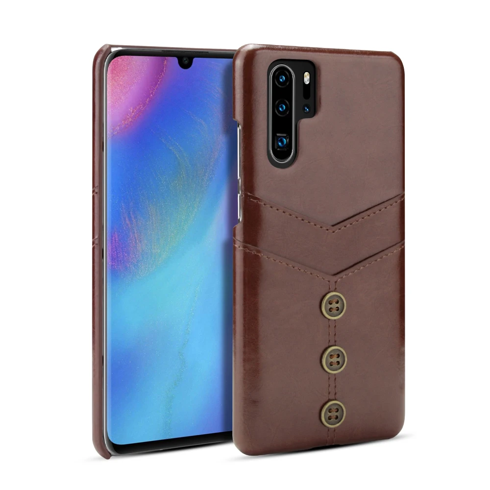 Luxury Oil Wax PU Leather Buckle Wallet Phone Cases For Huawei P30 P20 Lite Pro Mate 20 Lite Credit Card Money Slot Holder Cover