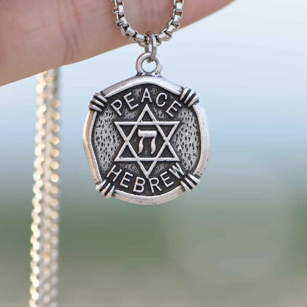Men Jewelry Chai Necklace Peach Hebrew Pendant Star of David Judaica Jewish Symbol Letter Blessing Israel Necklaces A244|Ожерелья с