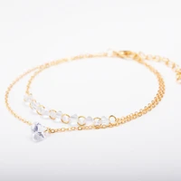 multi layer golden chains exquisite zircon small clear love heart crystal rhinestone adjustable bracelets for women