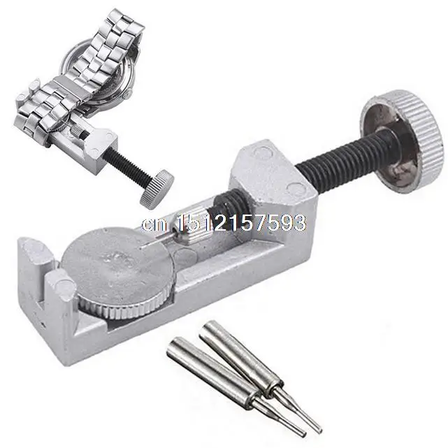 

ALL Metal Adjustable Watch Band Bracelet Repair Accessories Link Remover Tool Silver with Three Spare Pins WT0009