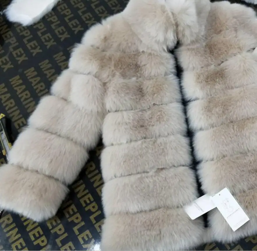light grey S-4XL размера плюс зимняя новая модная брендовая куртка из искусственного лисьего меха женская теплая Высококачественная теплая плотная шуба из искусственного меха wq47 Прямая поставка - Цвет: light grey