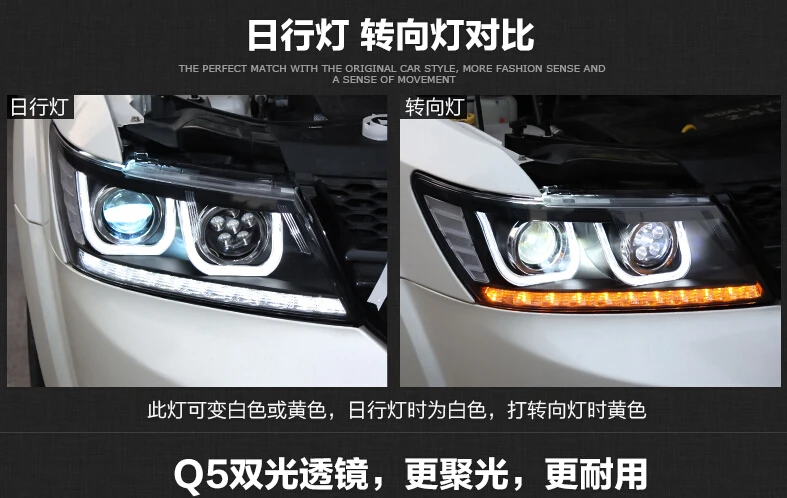 Автомобильный Стайлинг Для Dodge JCUV фары 2009~ для путешествия фары светодиодный DRL Объектив Двойной Луч ксеноновый комплект HID Биксеноновые линзы
