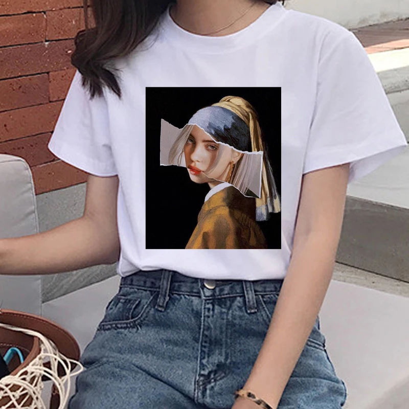 Billie Eilish Harajuku Ullzang Футболка женская футболка с графикой Bad Guy Эстетическая забавная футболка с героями мультфильмов 90s хип-хоп футболки женские - Цвет: 5347