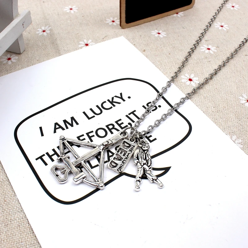 

XKXLHJ 2019 New Walking Dead Cross and DEAD, Zombie Pendant Fashion Jewelry Necklace