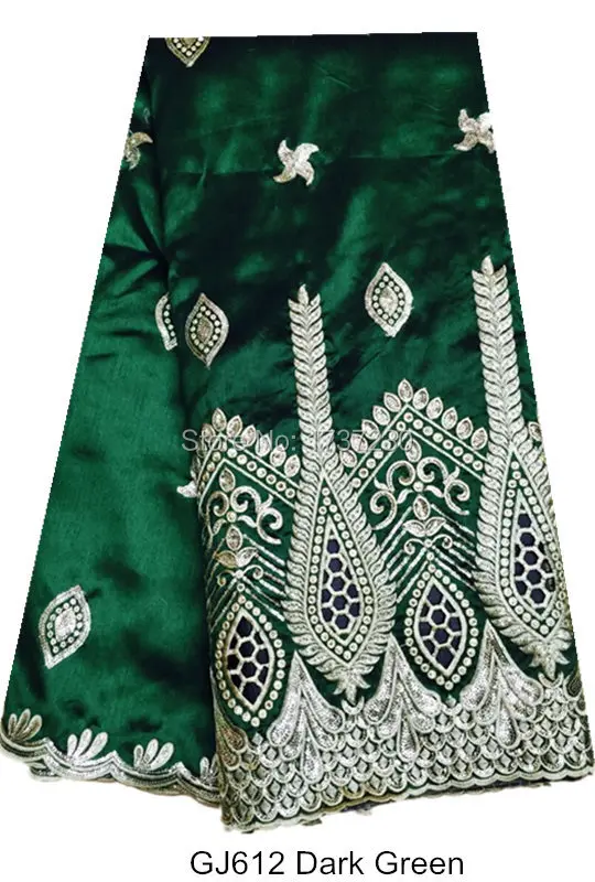 Вышитая простая ткань с блестками нигерийский индийский необработанный шелк