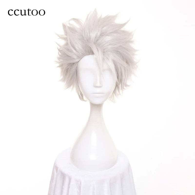 Ccutoo мужской отбеливатель Hitsugaya Toushirou короткий Серебряный Белый слоистый пушистый Синтетический Косплей волос парики термостойкие волокна - Цвет: Серебристый серый
