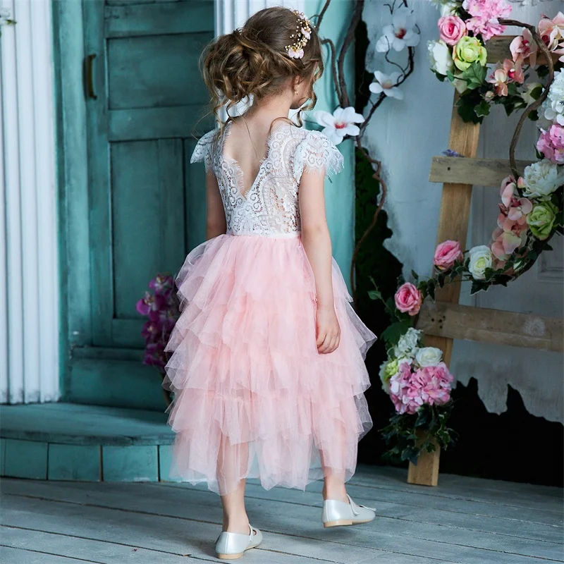 Toddler Kids Baby Girls Summer Lace Tutu Layered Backless Dresses Wedding Party Gown Vestidos Princess Dress Children's Clothing | Детская