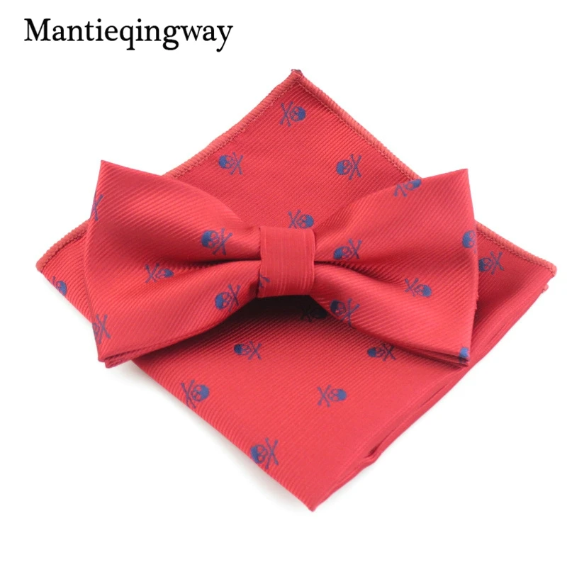 Mantieqingway деловой 23*23 см мужской платок полиэстер галстук-бабочка набор Череп