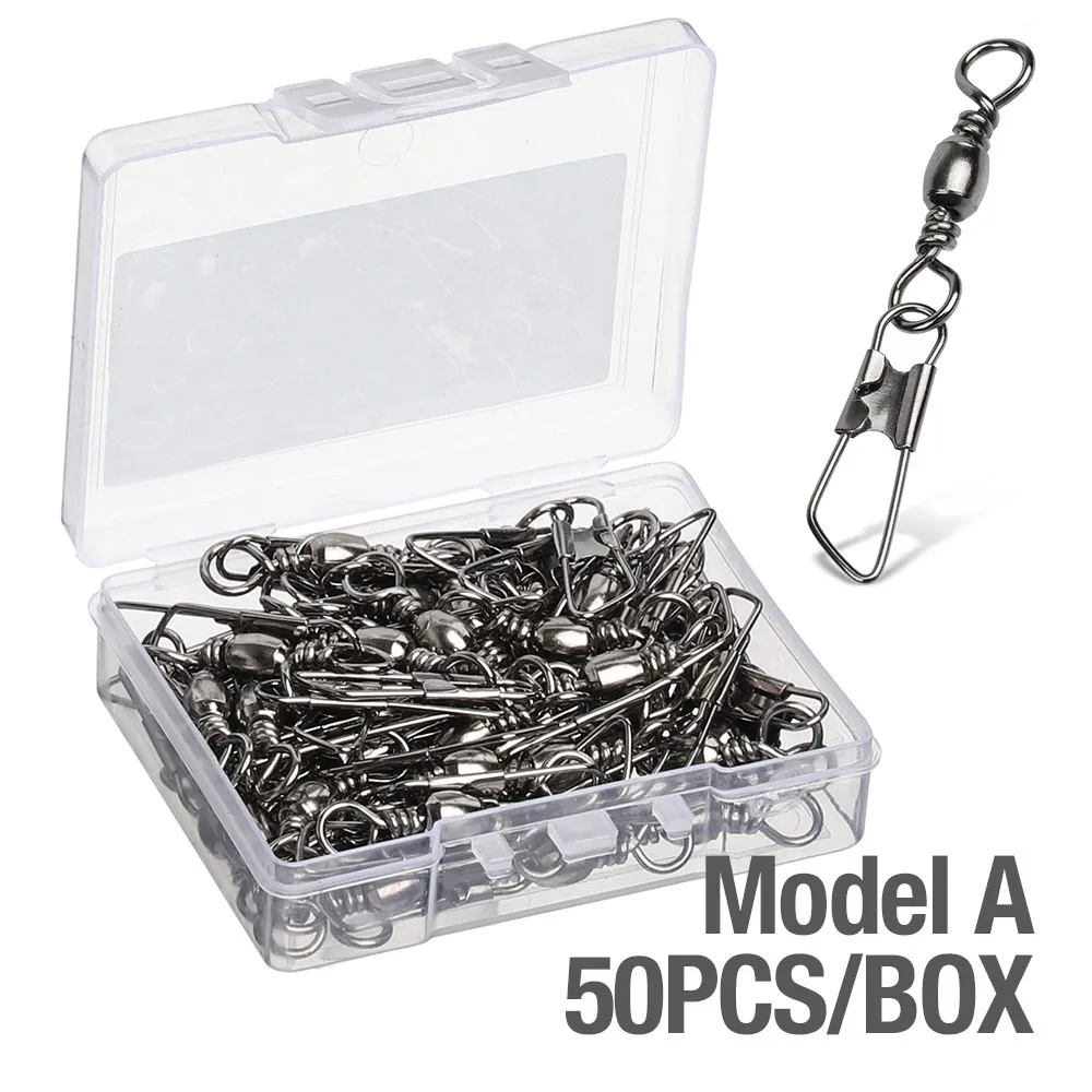 Model A 50pcs DONQL 10/20/50 шт роликовых подшипников карабин прокатный поворотные рыболовные разъем 1#14-# рыболовные блесны на карпа рыболовные принадлежности - Цвет: Model A 50pcs