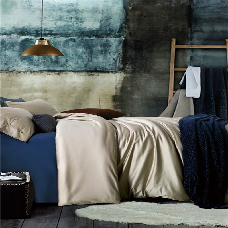 

100S cotton 4pcs Solid color Bedding Set stain King Queen size Duvet Cover Bed Sheet Bedlinen Bedclothes Luxury Bedding sets