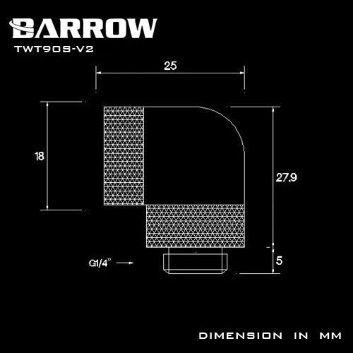 Барроу G1/4 ''резьба 90 градусов два вращающихся Локоть фитинги воды охлаждения