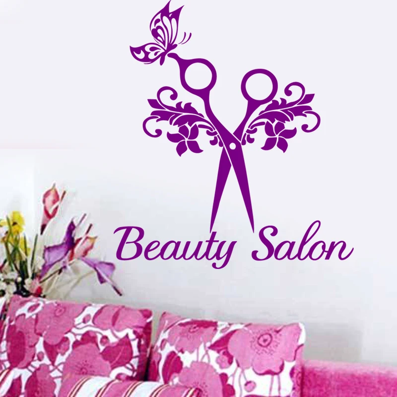 Scissor Hair Salon настенные наклейки для салона красоты виниловые барбершопа