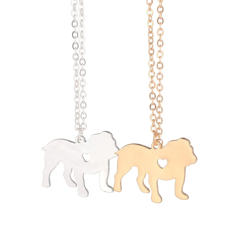 Золотистого и серебристого цветов Цвет 1 шт. бульдога быка ожерелье с подвеской в