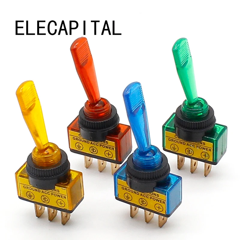 Автомобильный тумблер 3 Pin ВКЛ ВЫКЛ с лампой DC12V 20A|lamp switch|on-off toggle switchswitch lamp |