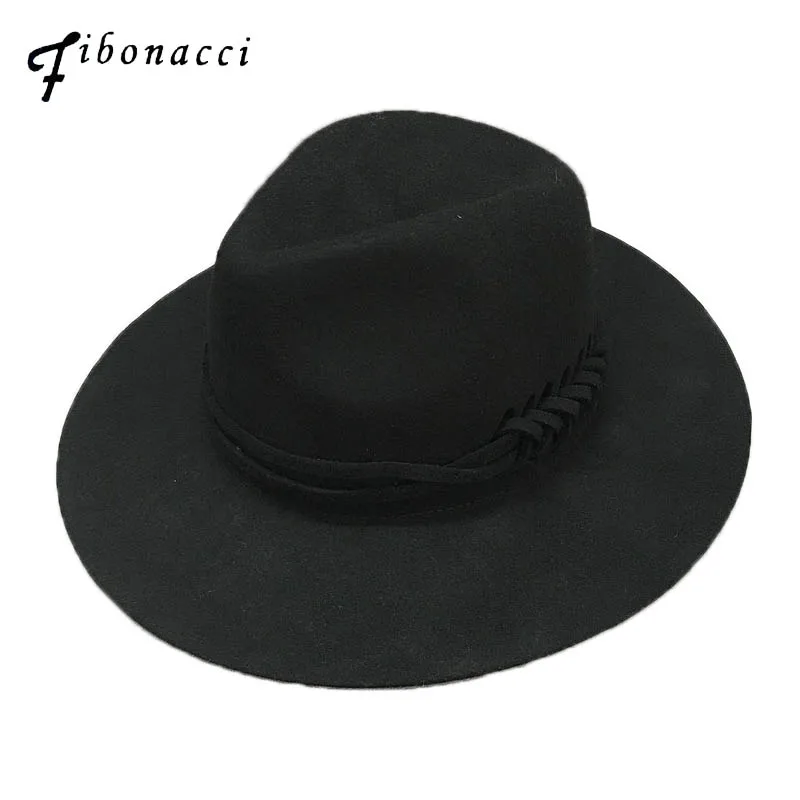 Фибоначчи ретро шерсть шляпа Майкл Джексон концертный танец Fedoras классический черный с широкими полями Джаз джентльмен шляпы